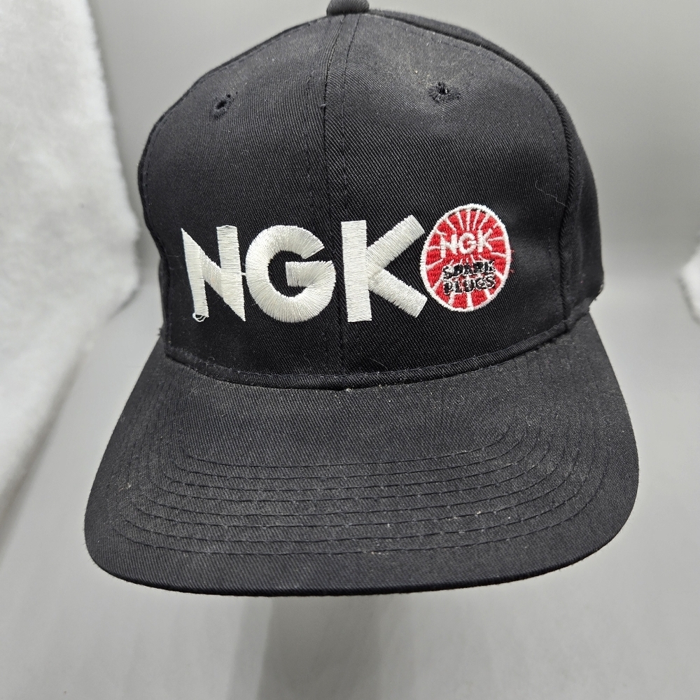 NGK Spark Plugs Hat Cap Black Snap Back Trucker Logo
